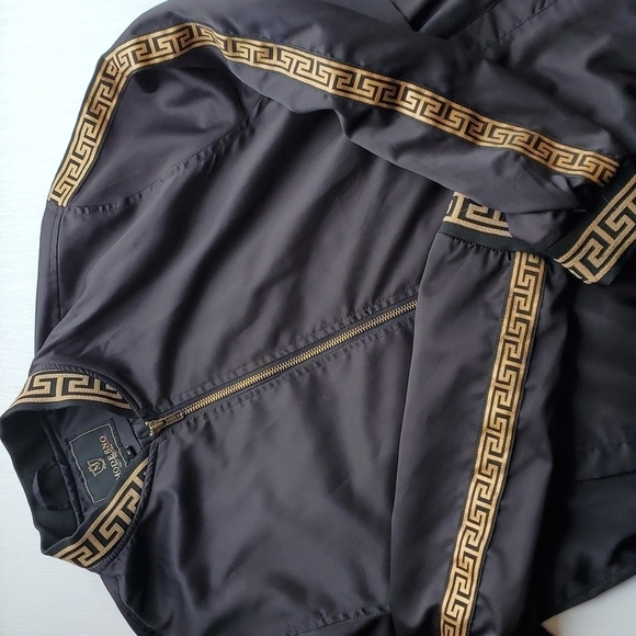 Moderno Black and Gold Italian Style Bomber Jacket M - Picture 4 of 6